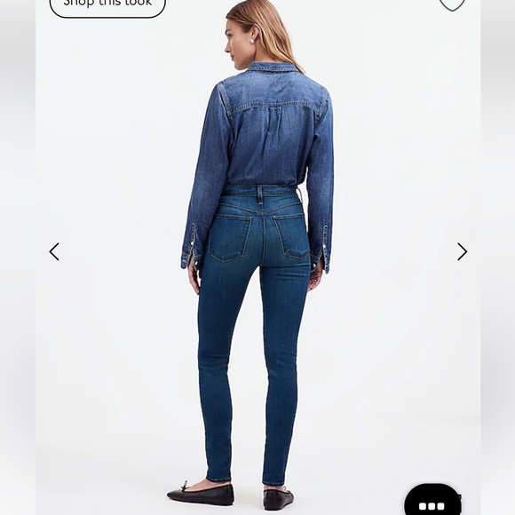 Madewell 10” High Rise Skinny Blue Denim Jeans size 29T - Picture 3 of 11